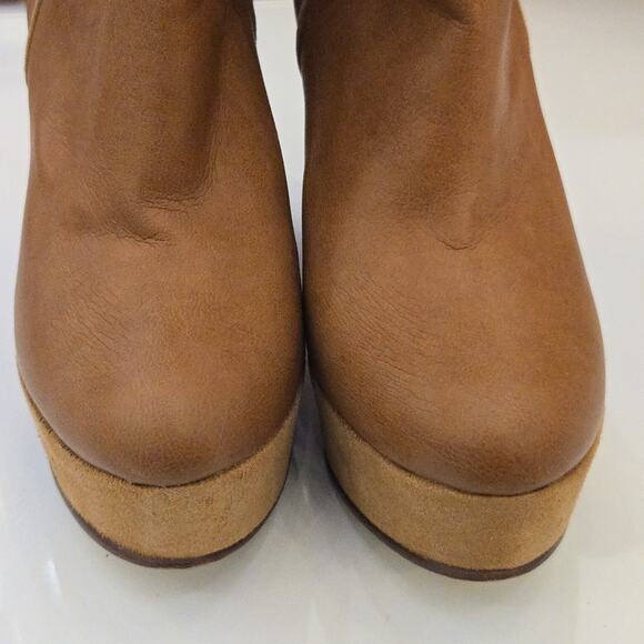 Stella McCartney Beige Leather Brown Wedge Ankle Boot Size 39 - Picture 5 of 12